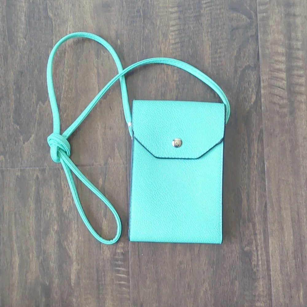 Leather Like Crossbody Handbag Snap Closure Silver Hardware